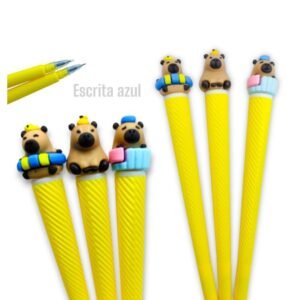 Caneta Fofa Capivara Cone Amarelo