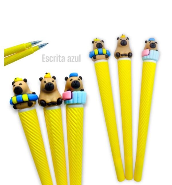 Caneta Fofa Capivara Cone Amarelo